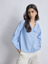 Aqua Gingham Peter Pan Collar Top