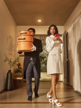 Beige Tweed Buttoned Dress