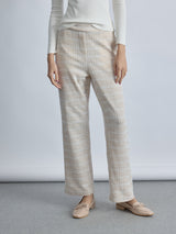 Beige Tweed Flared Pants