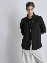 Black Contrast Piping Detail Shirt