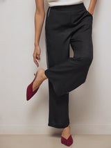 Black Contrast Piping Pants