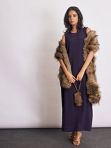 Dark Plum Button Detail Maxi Dress