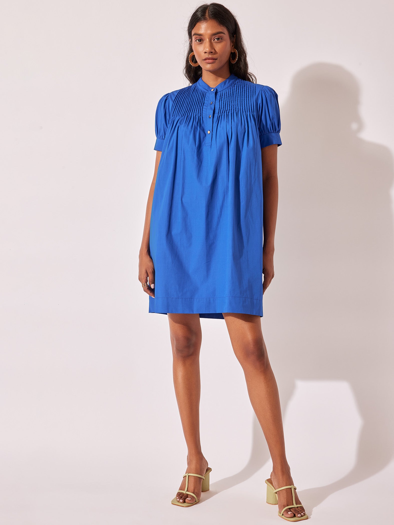 Electric Blue Pintuck Mini Dress