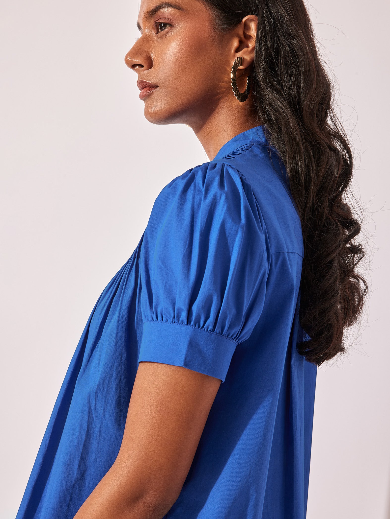 Electric Blue Pintuck Mini Dress