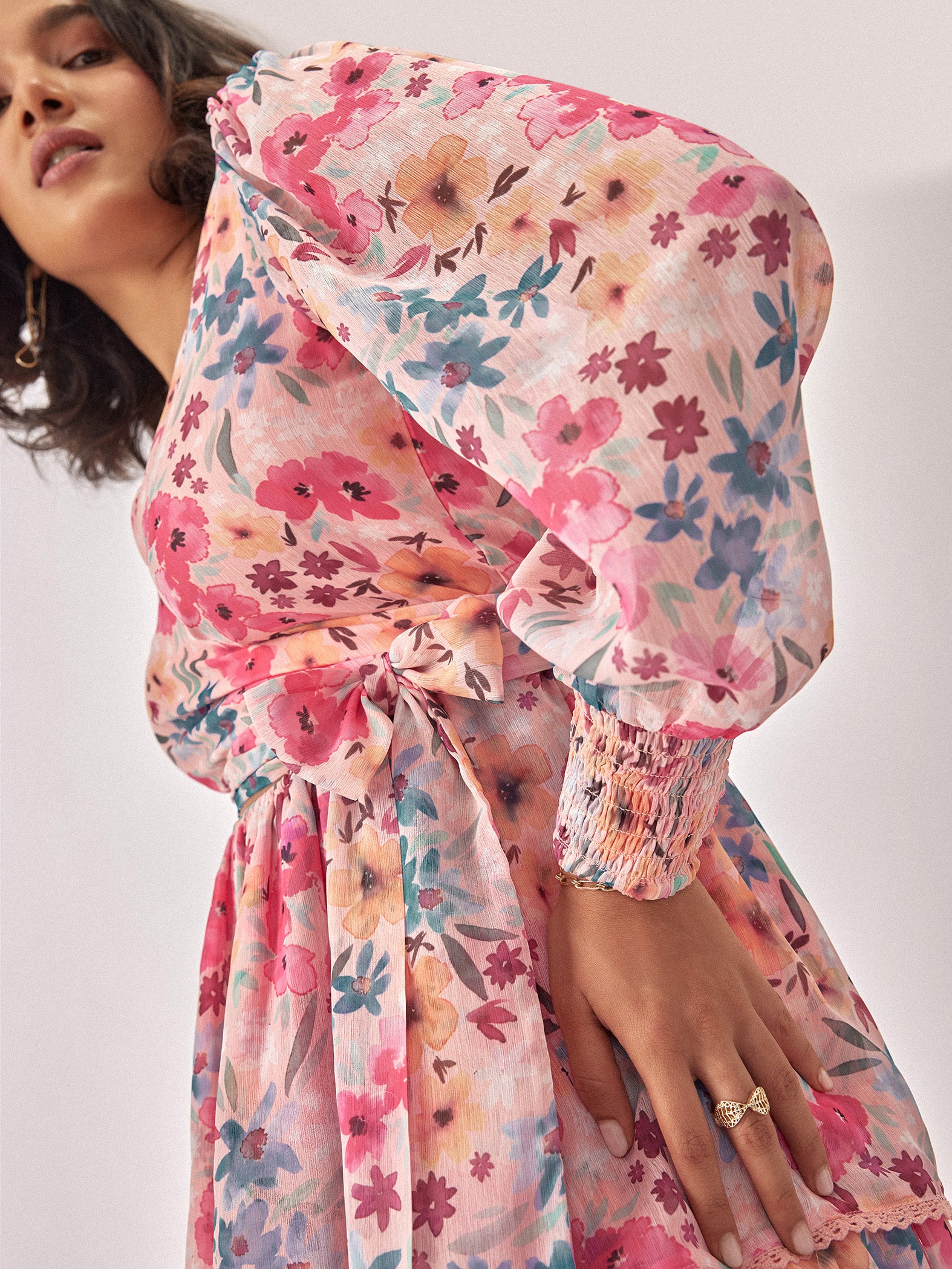 Floral Chiffon Tiered Dress