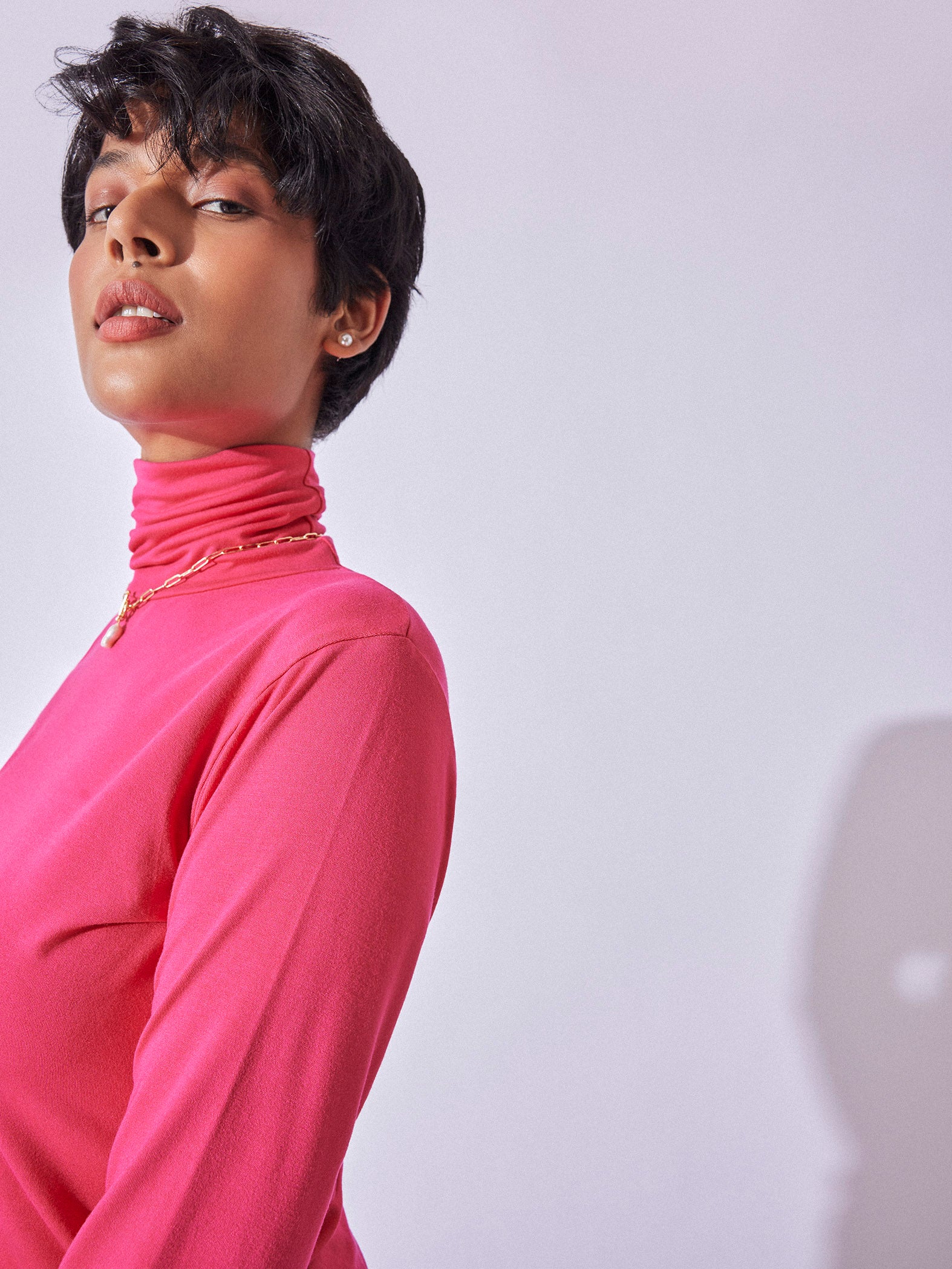 Fuchsia Turtle Neck Top