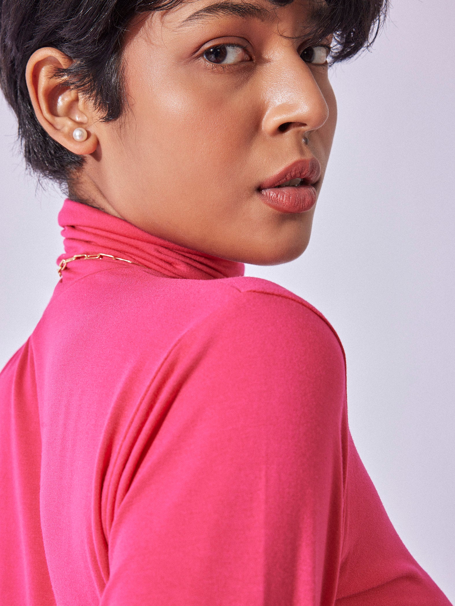 Fuchsia Turtle Neck Top