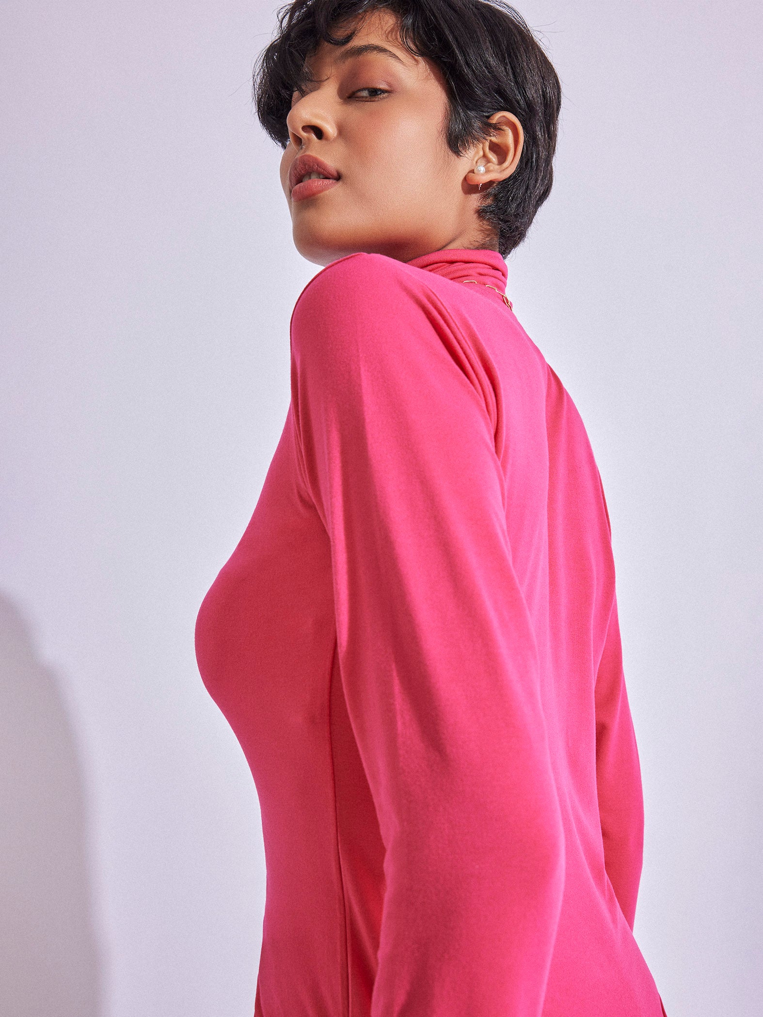Fuchsia Turtle Neck Top