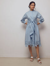 Ice Lace Hem Front Tie Dress