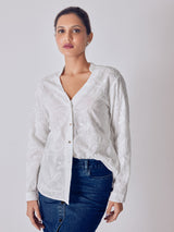 Ivory Embroidered Oversized Shirt