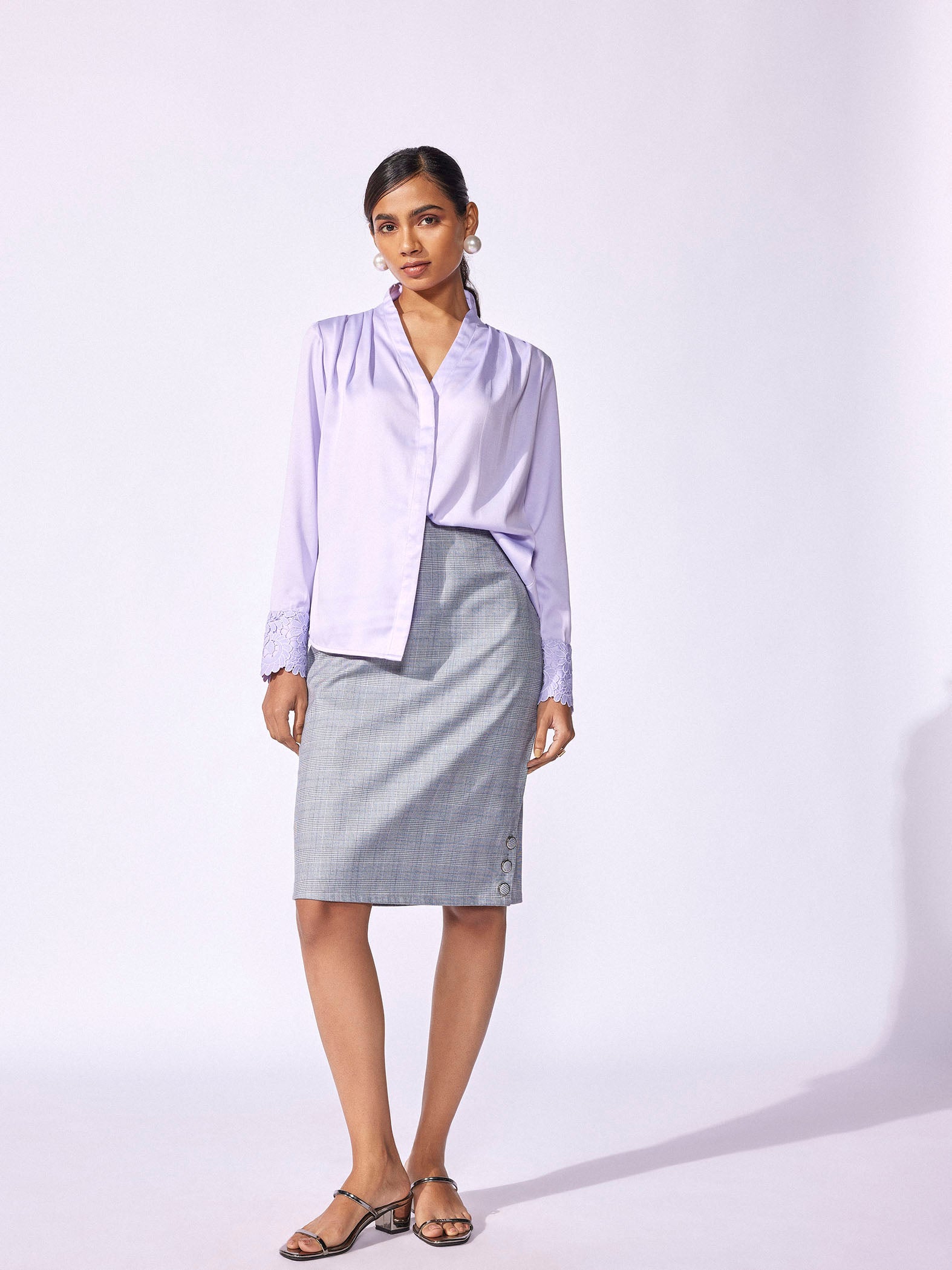 Lavender Lace Cuff Shirt