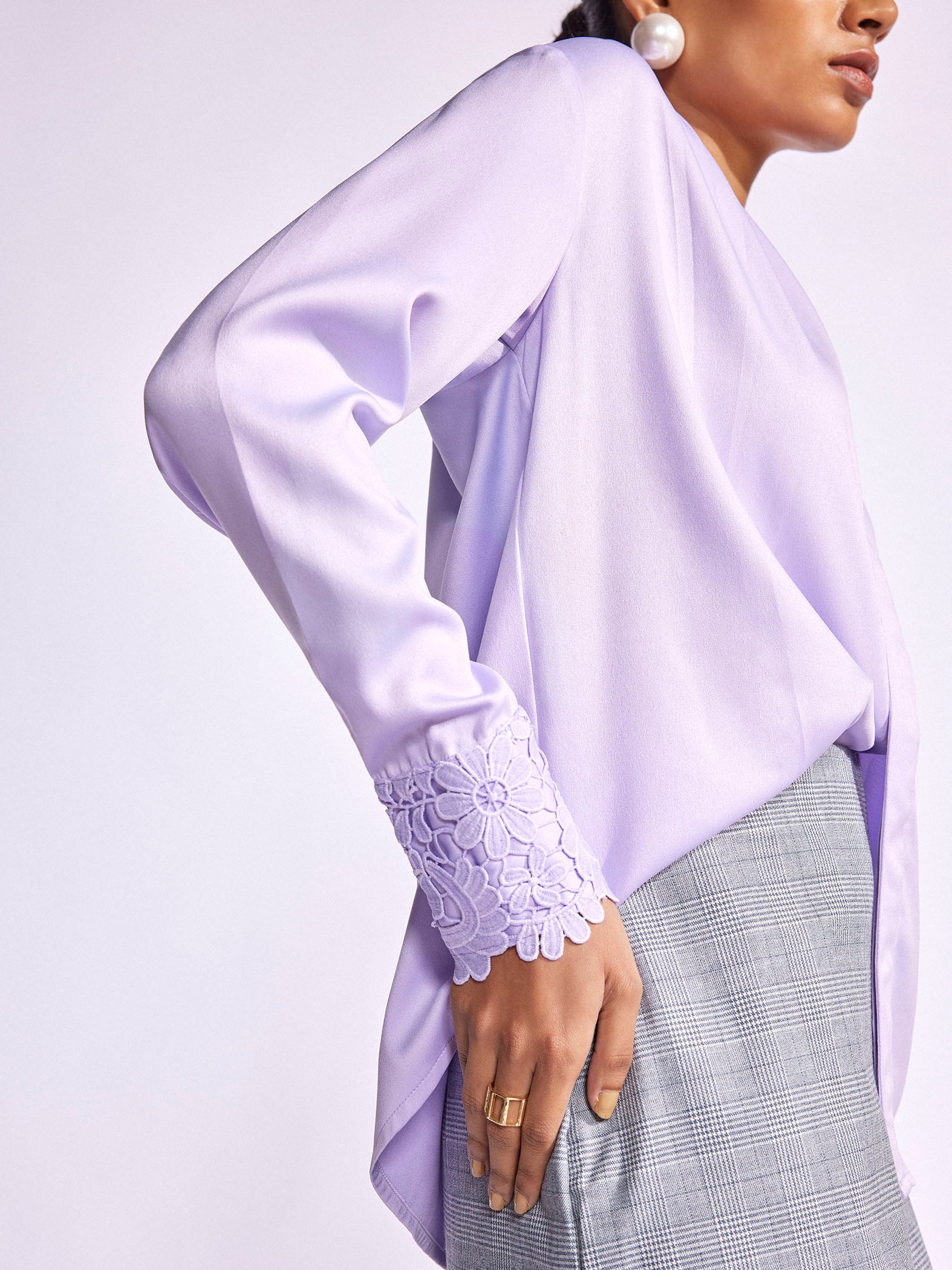 Lavender Lace Cuff Shirt