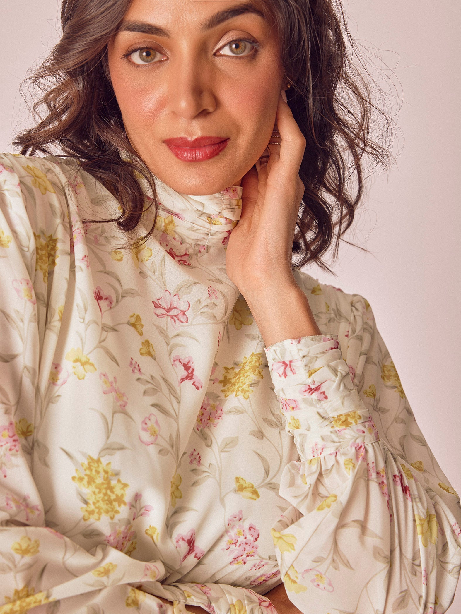 Marigold Floral High Neck Dress