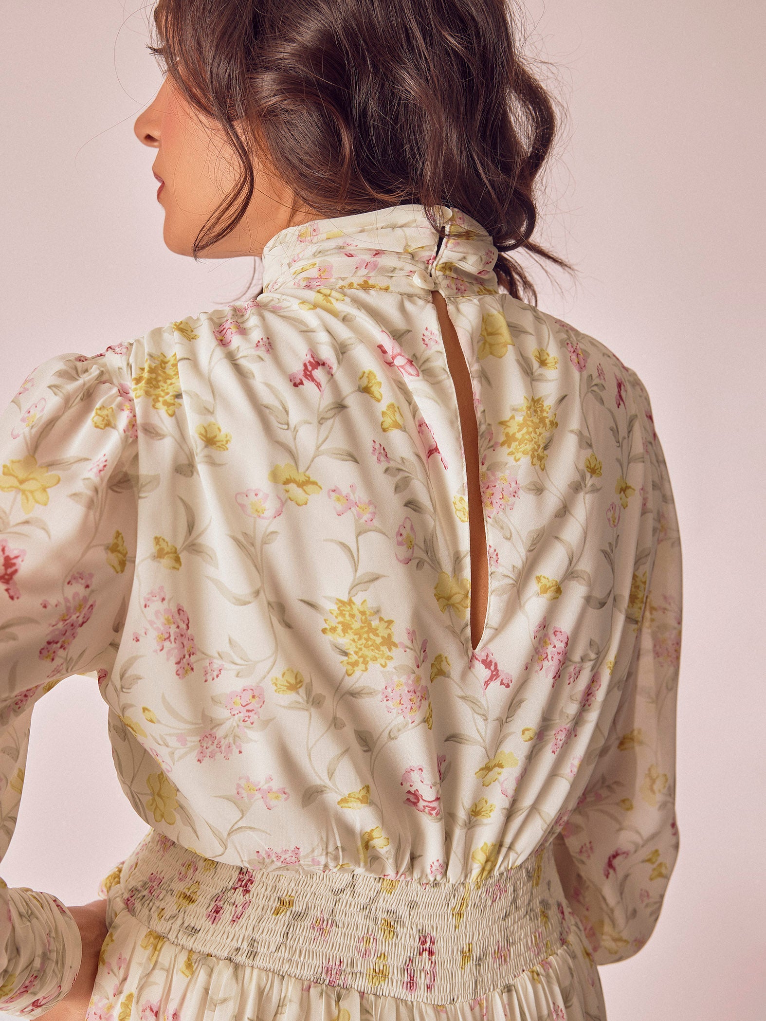 Marigold Floral High Neck Dress