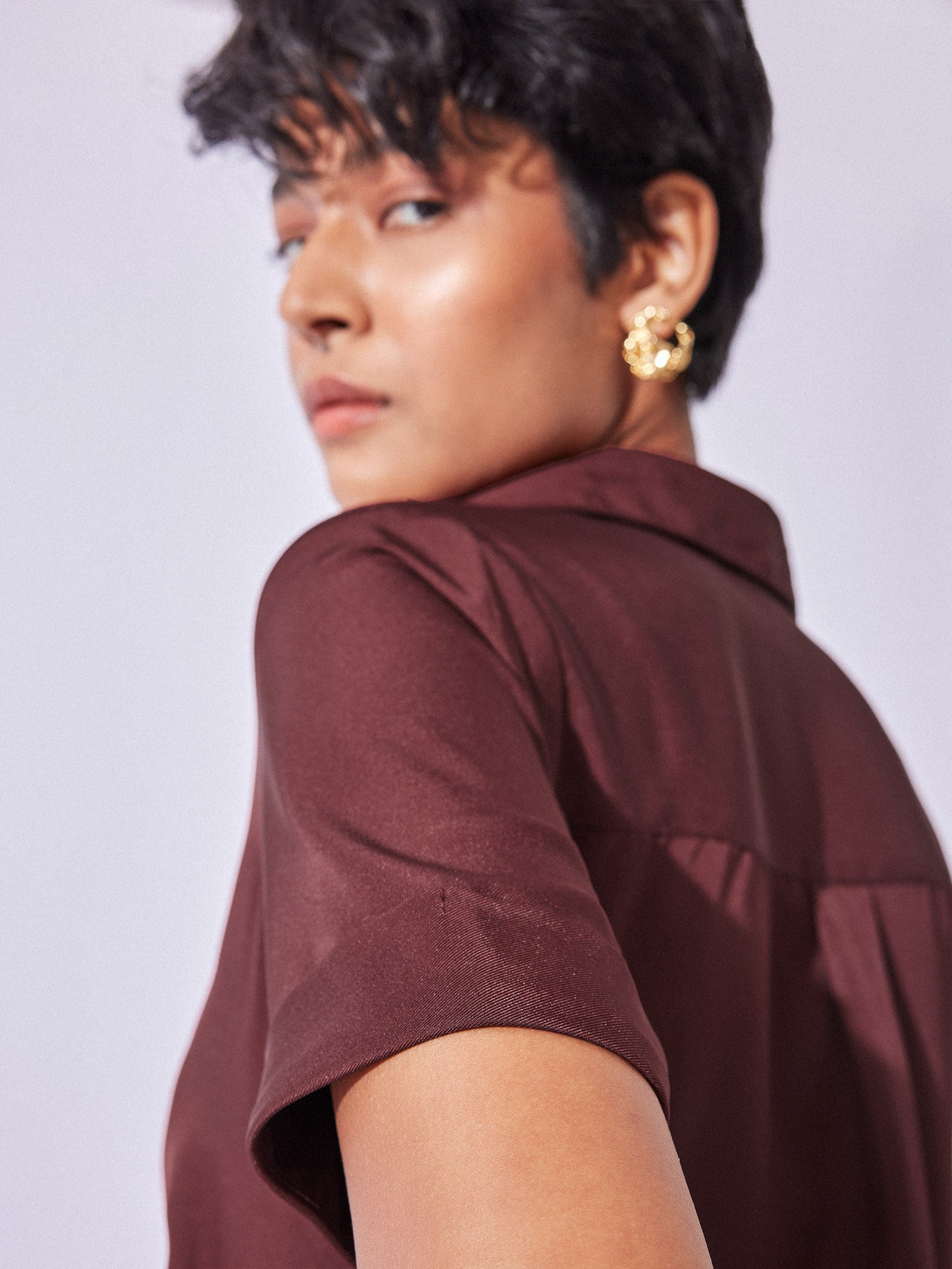 Marsala Mini Shirt Dress