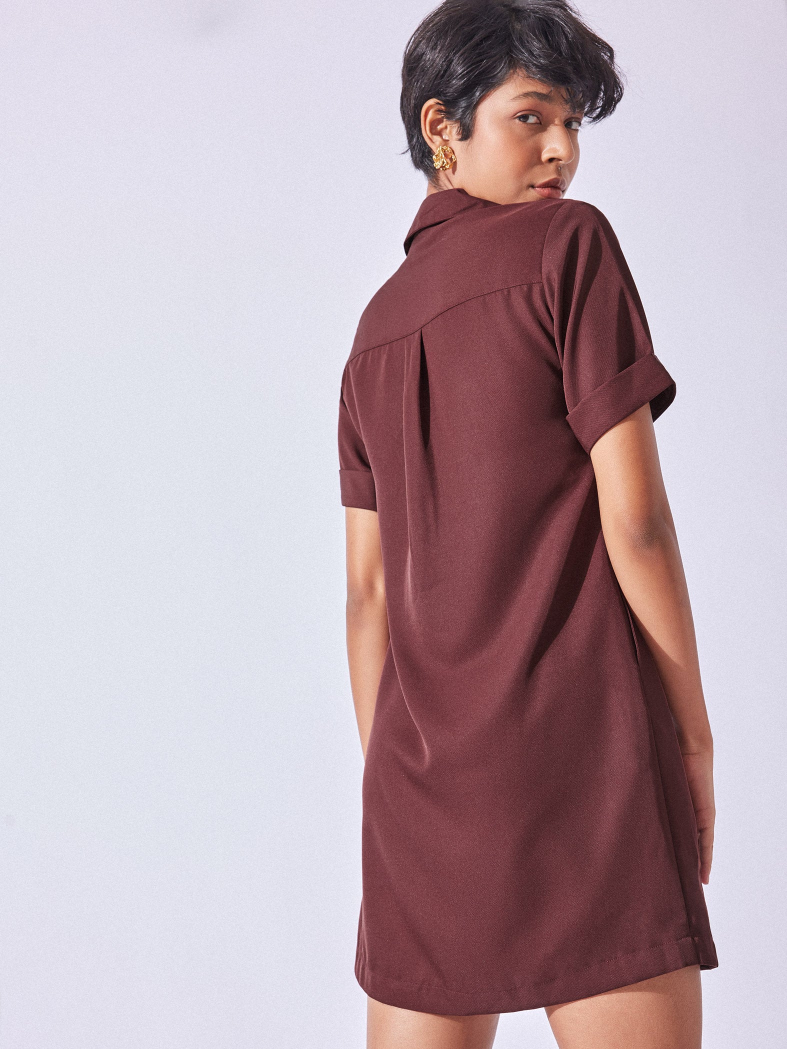 Marsala Mini Shirt Dress