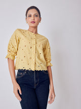 Melon Yellow Schiffli top