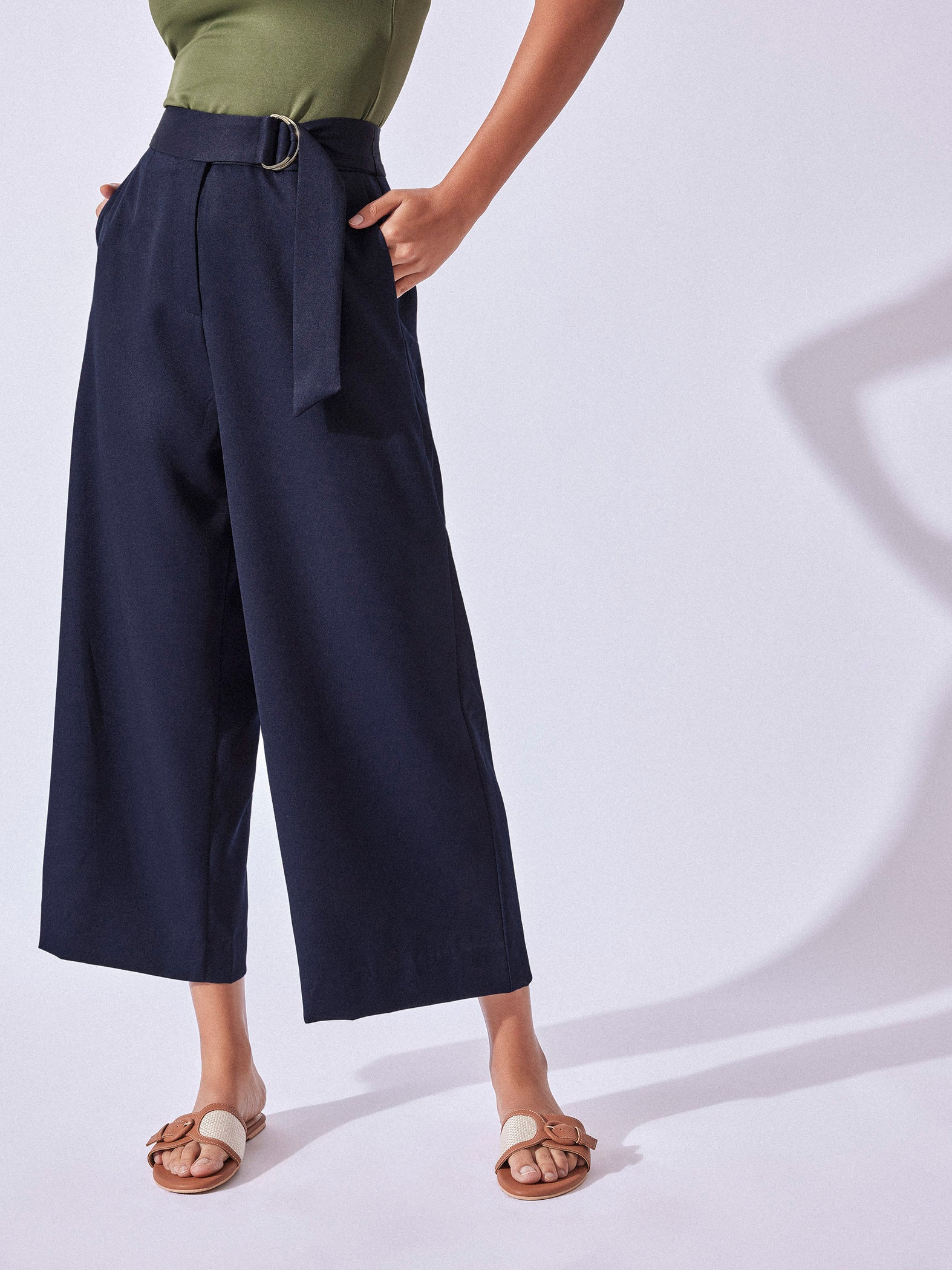 Navy High Waist Culottes