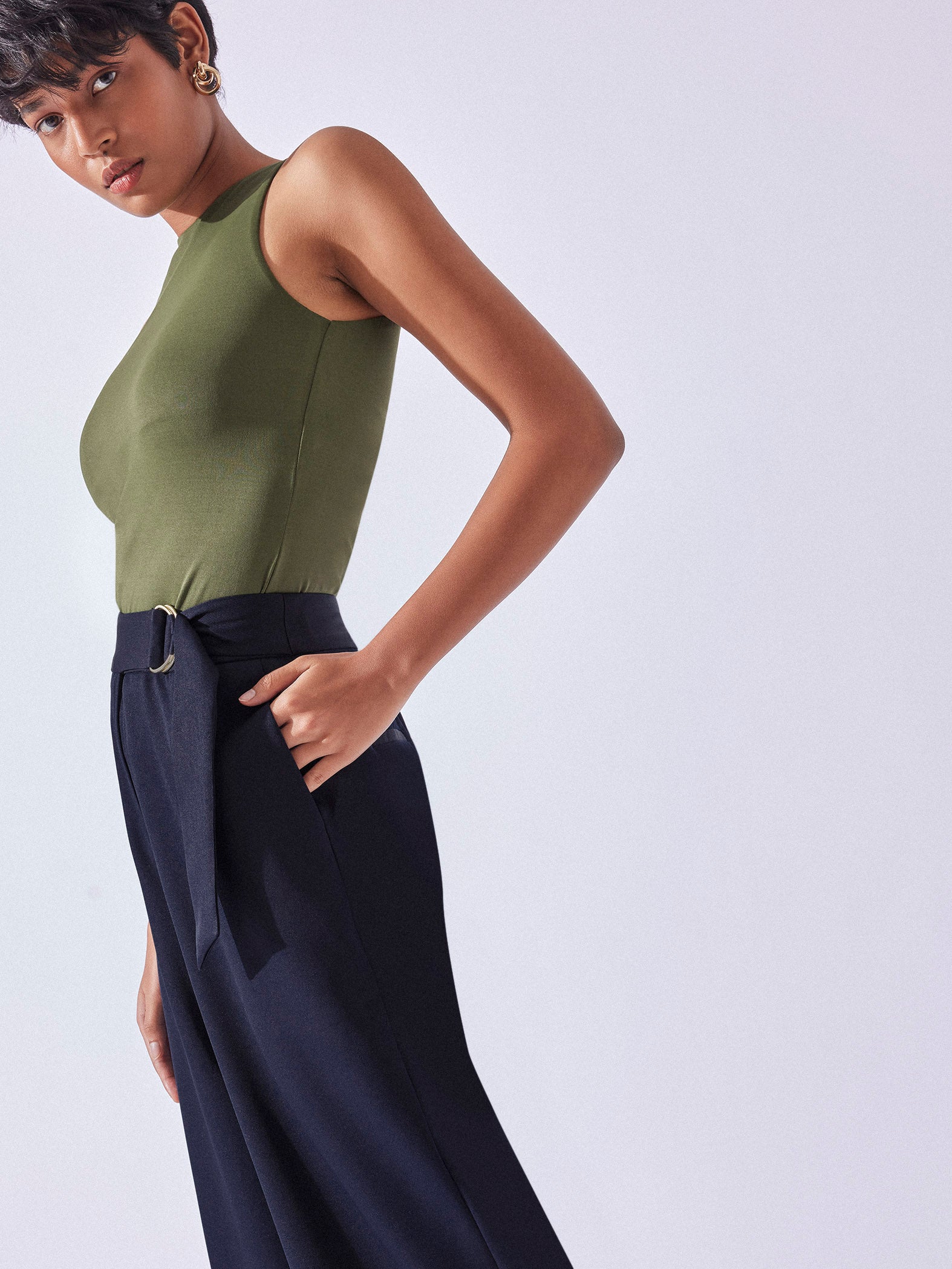 Navy High Waist Culottes