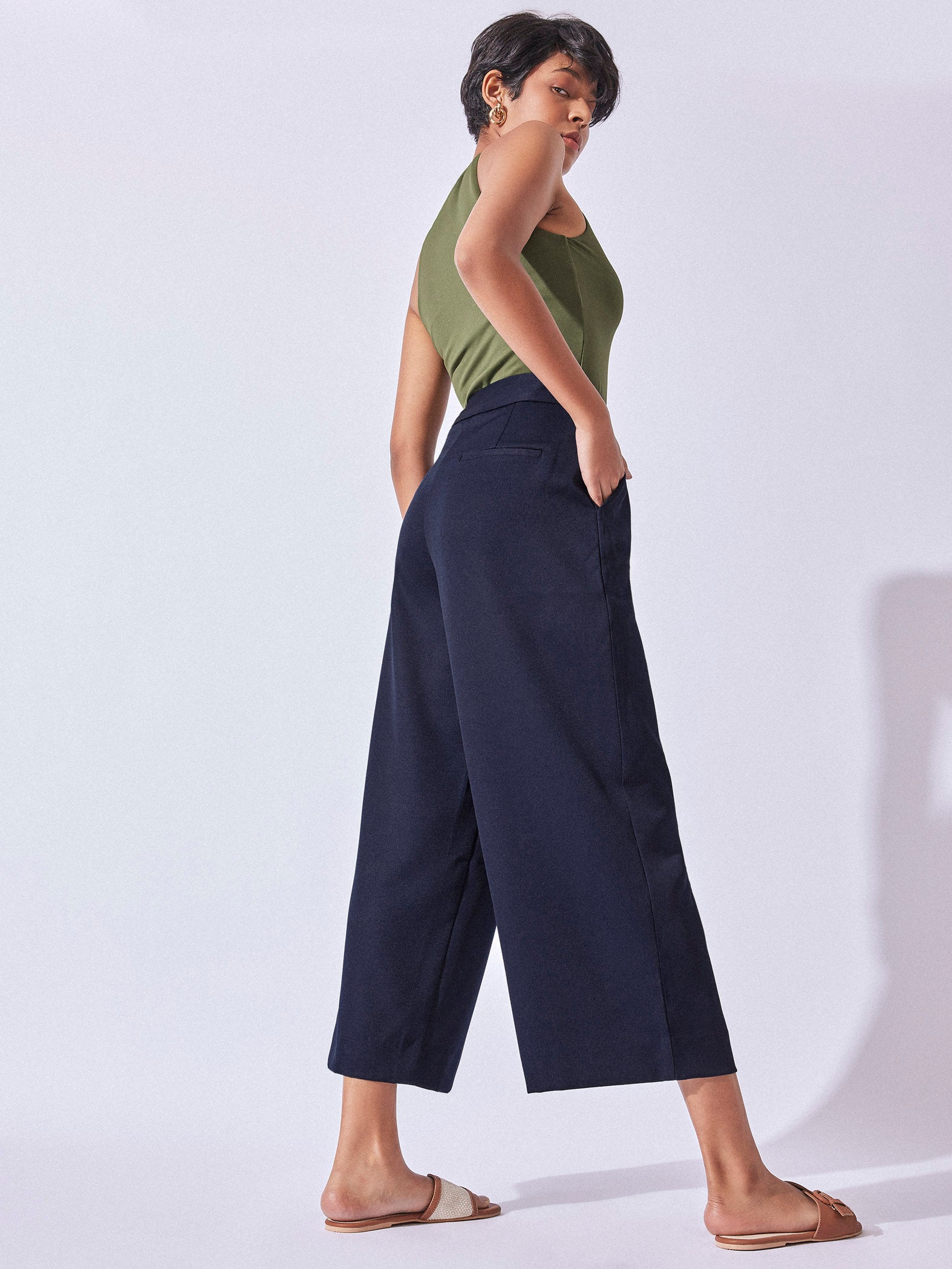 Navy High Waist Culottes