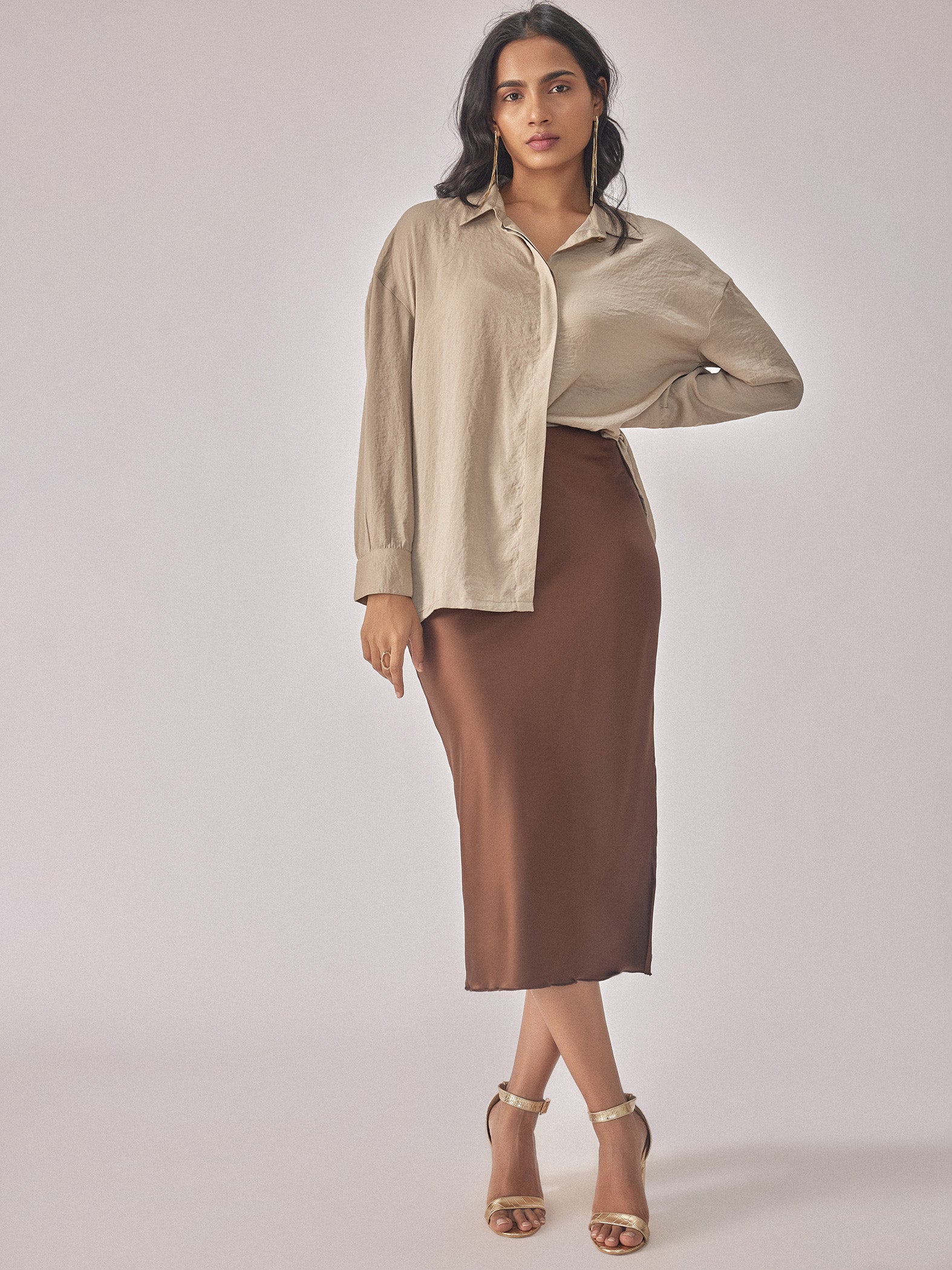Oatmeal Satin Shirt