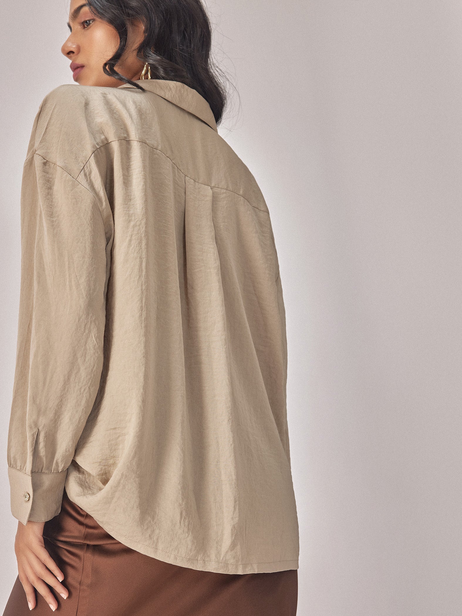 Oatmeal Satin Shirt