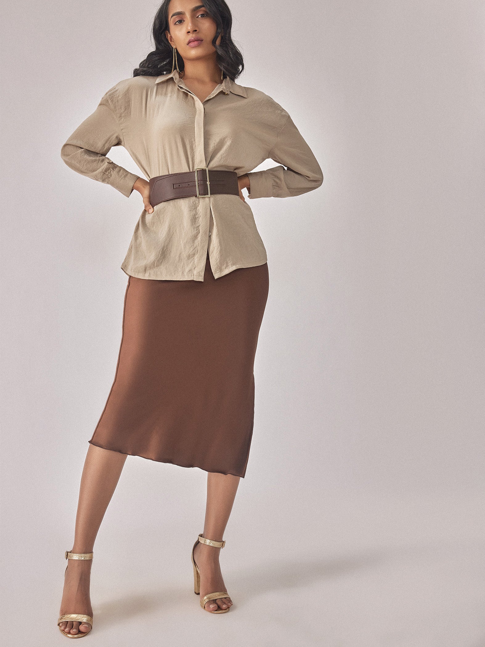 Oatmeal Satin Shirt