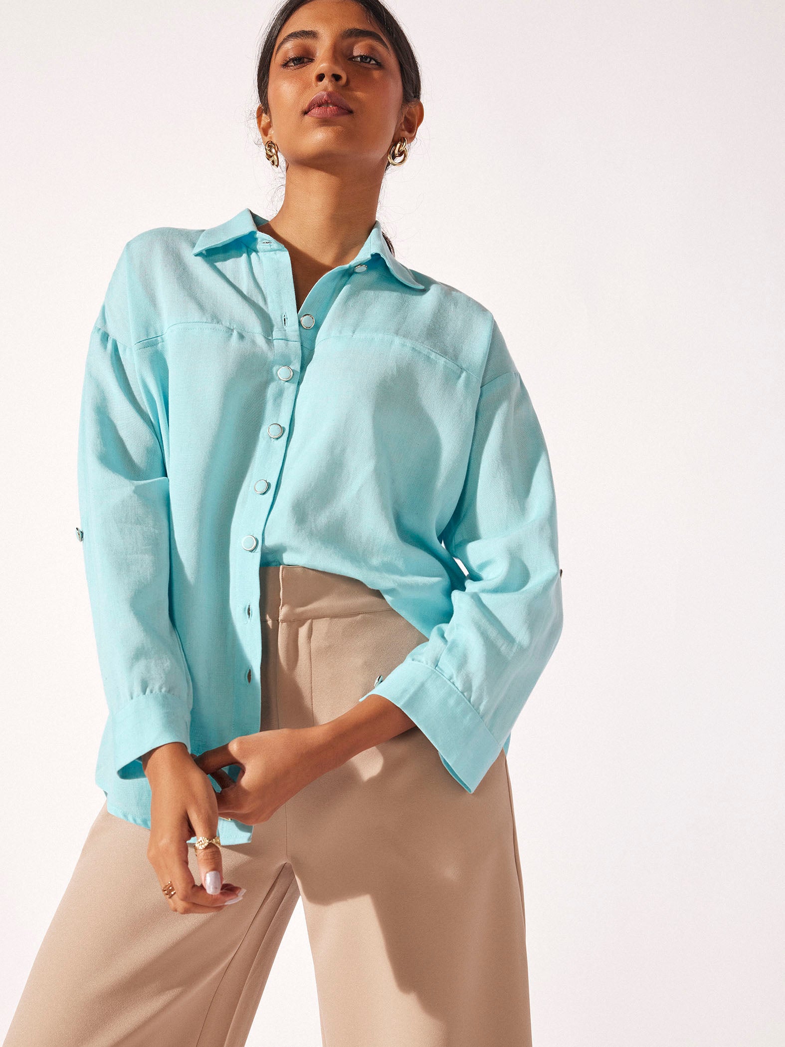 Powder Blue Drop Shoulder Shirt