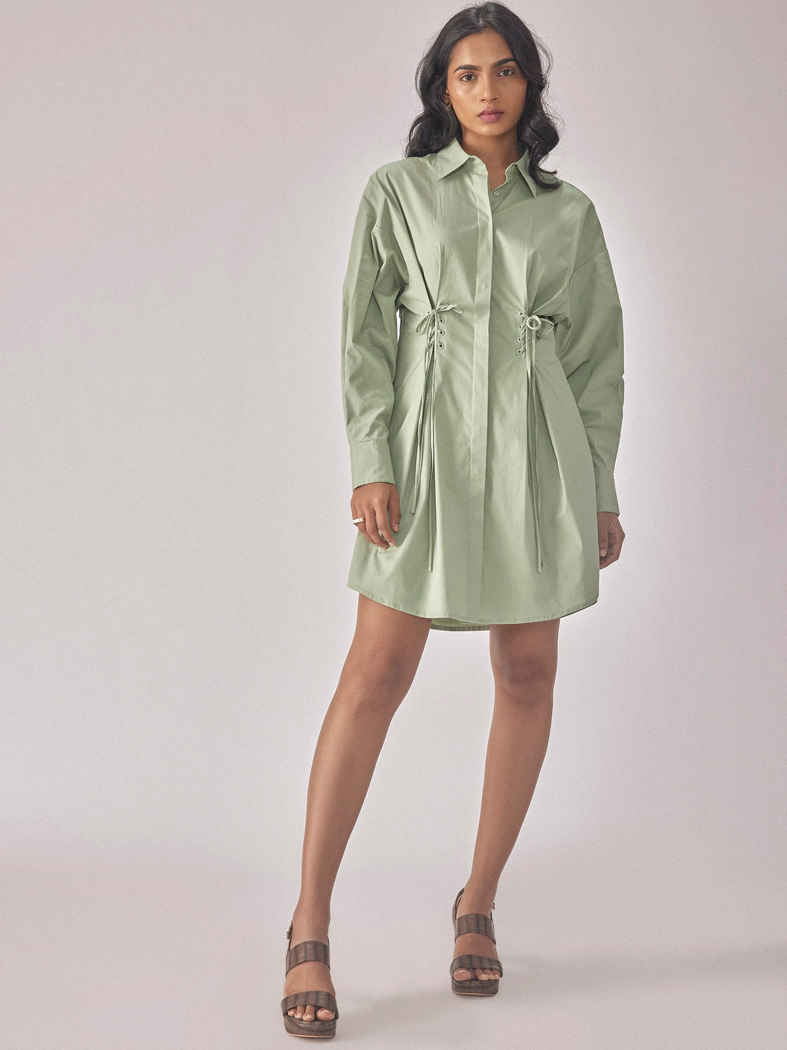 Sage Darted Tie Dress