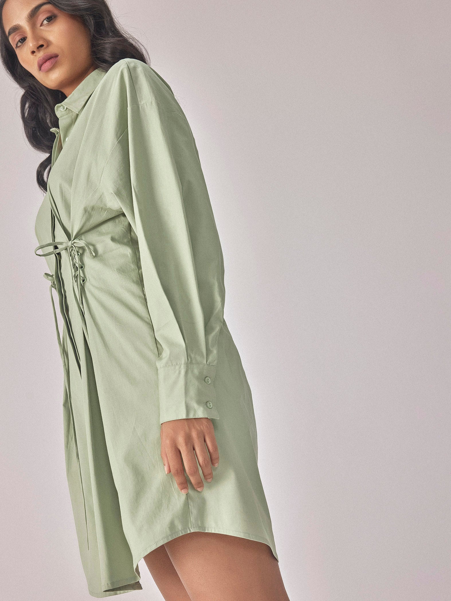 Sage Darted Tie Dress