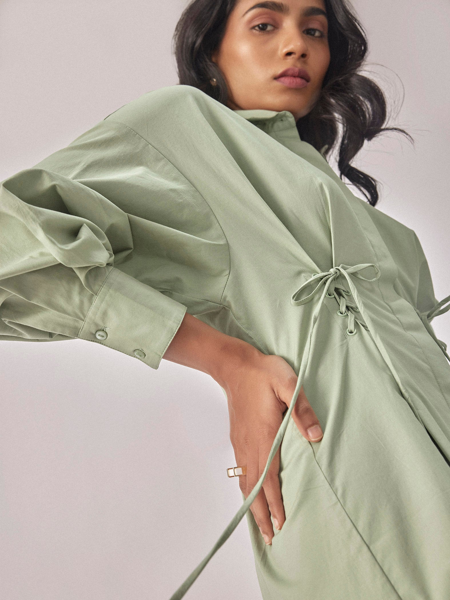 Sage Darted Tie Dress
