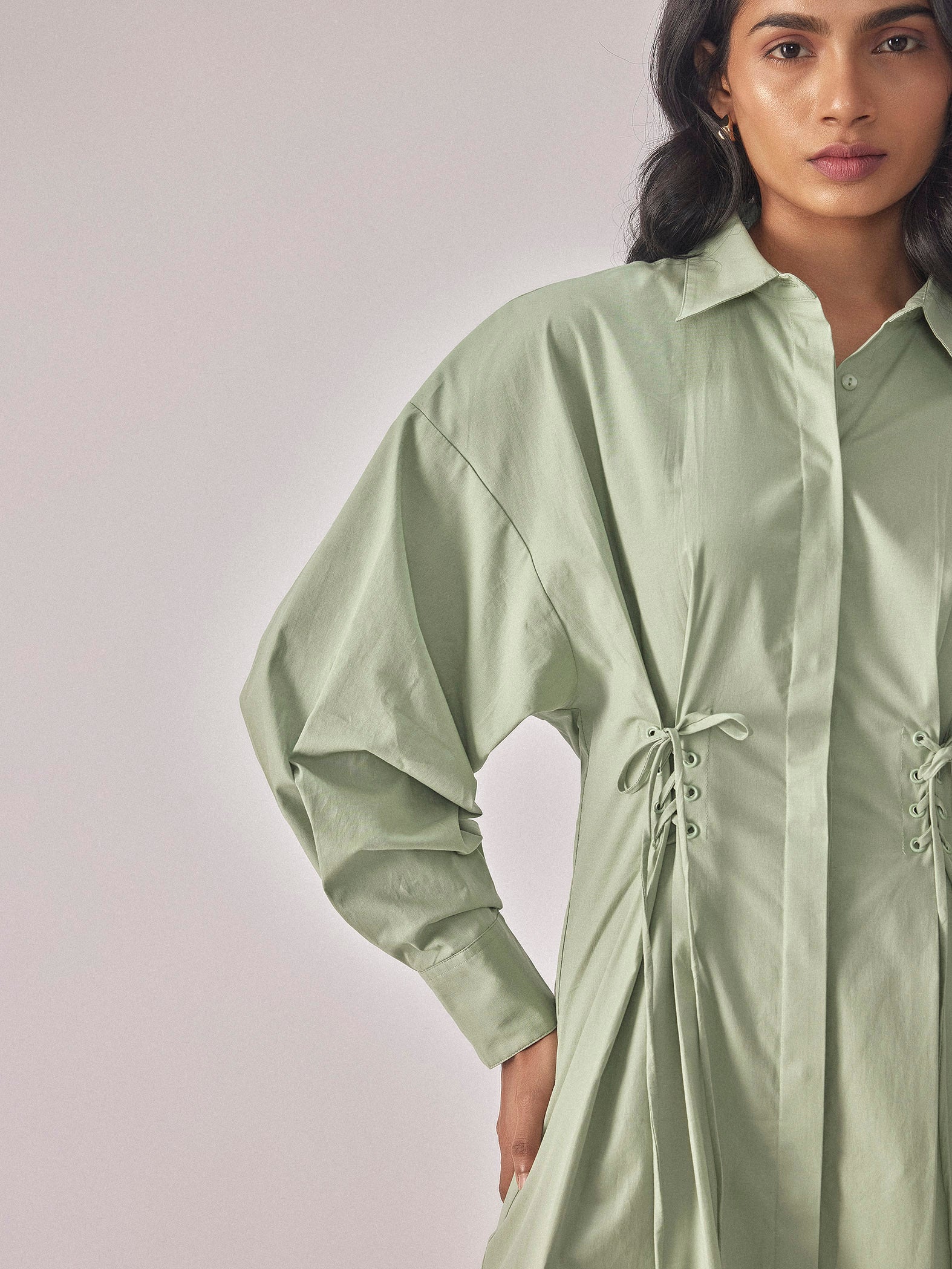 Sage Darted Tie Dress
