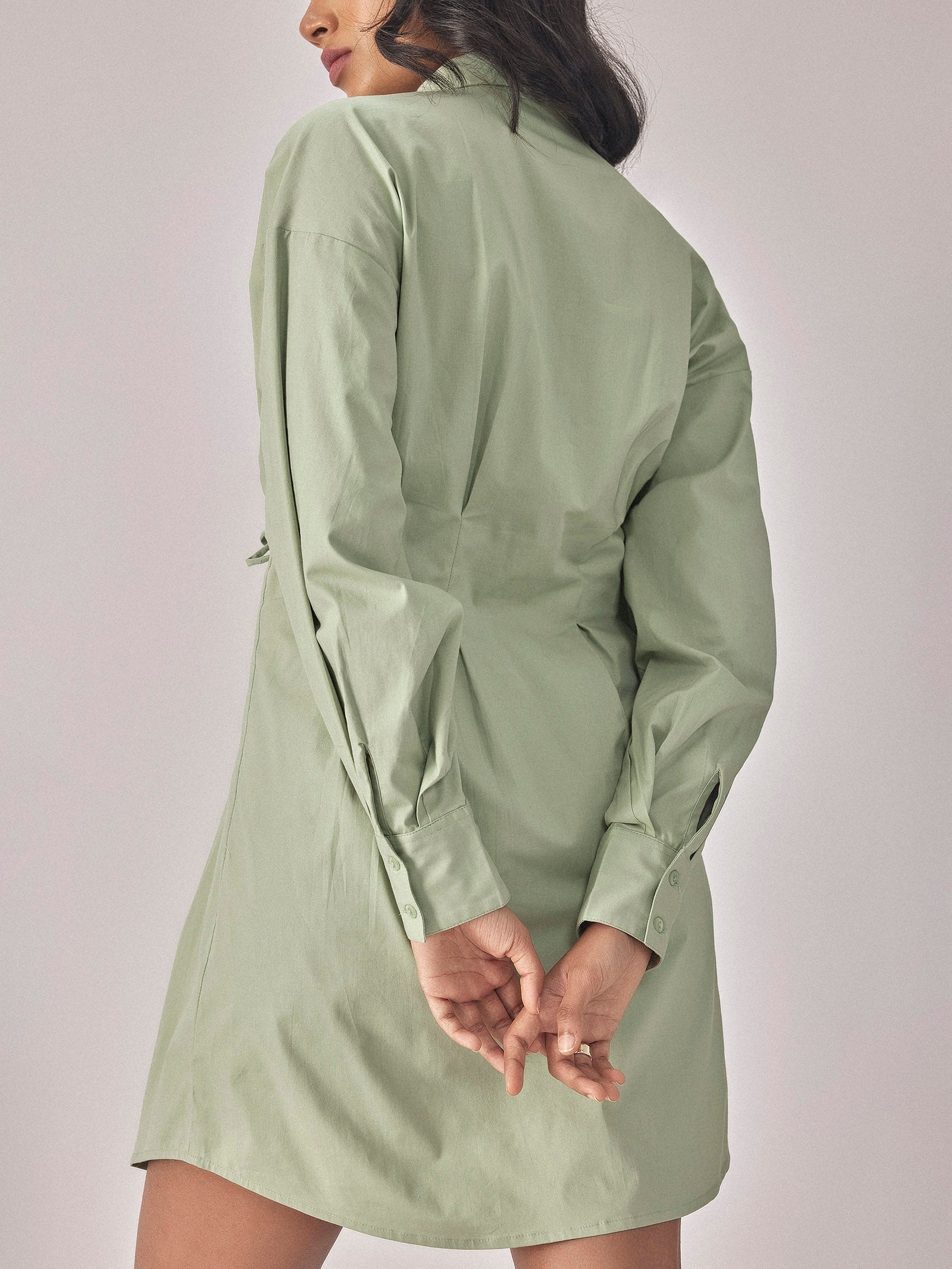 Sage Darted Tie Dress