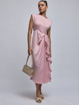 Sakura Pink Cascading Drape Dress