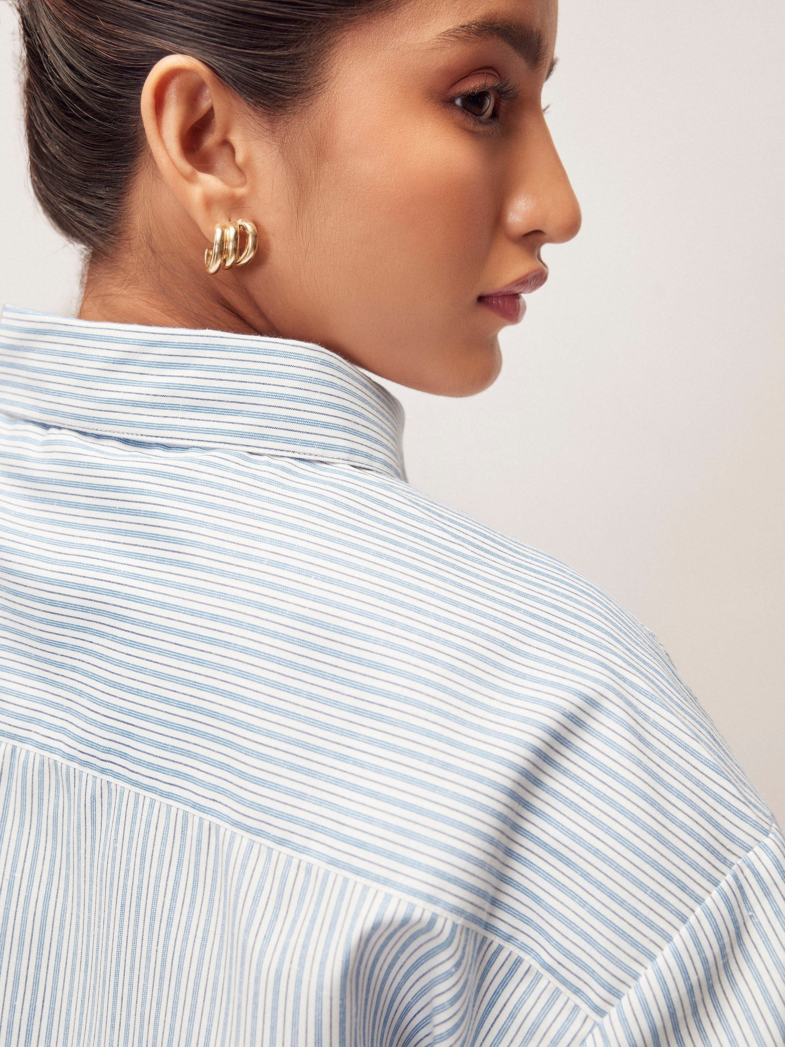 Sky Pinstripe Boxy Shirt