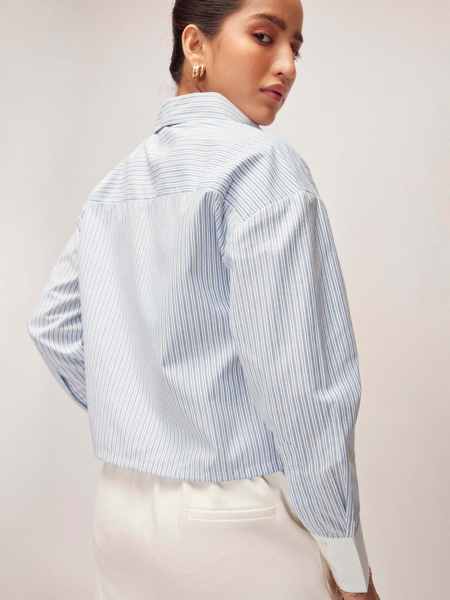 Sky Pinstripe Boxy Shirt