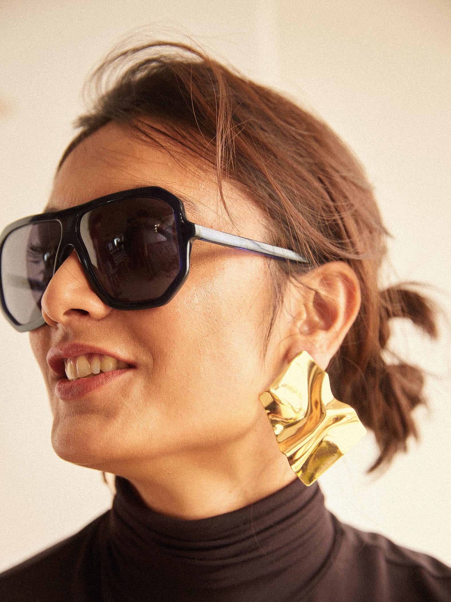 Black Oversized Rectangular Sunglasses
