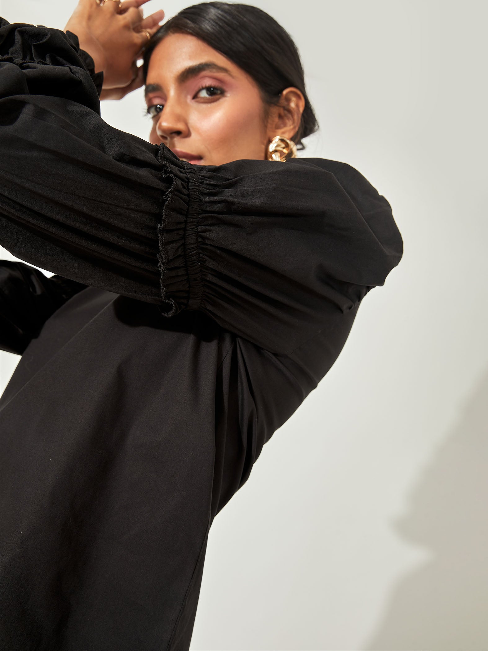 Black Ruffled Sleeve Shirt