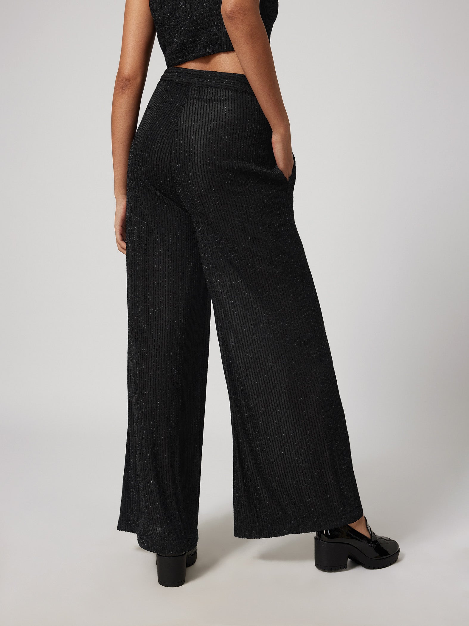 Black Shimmer Stripe Pants