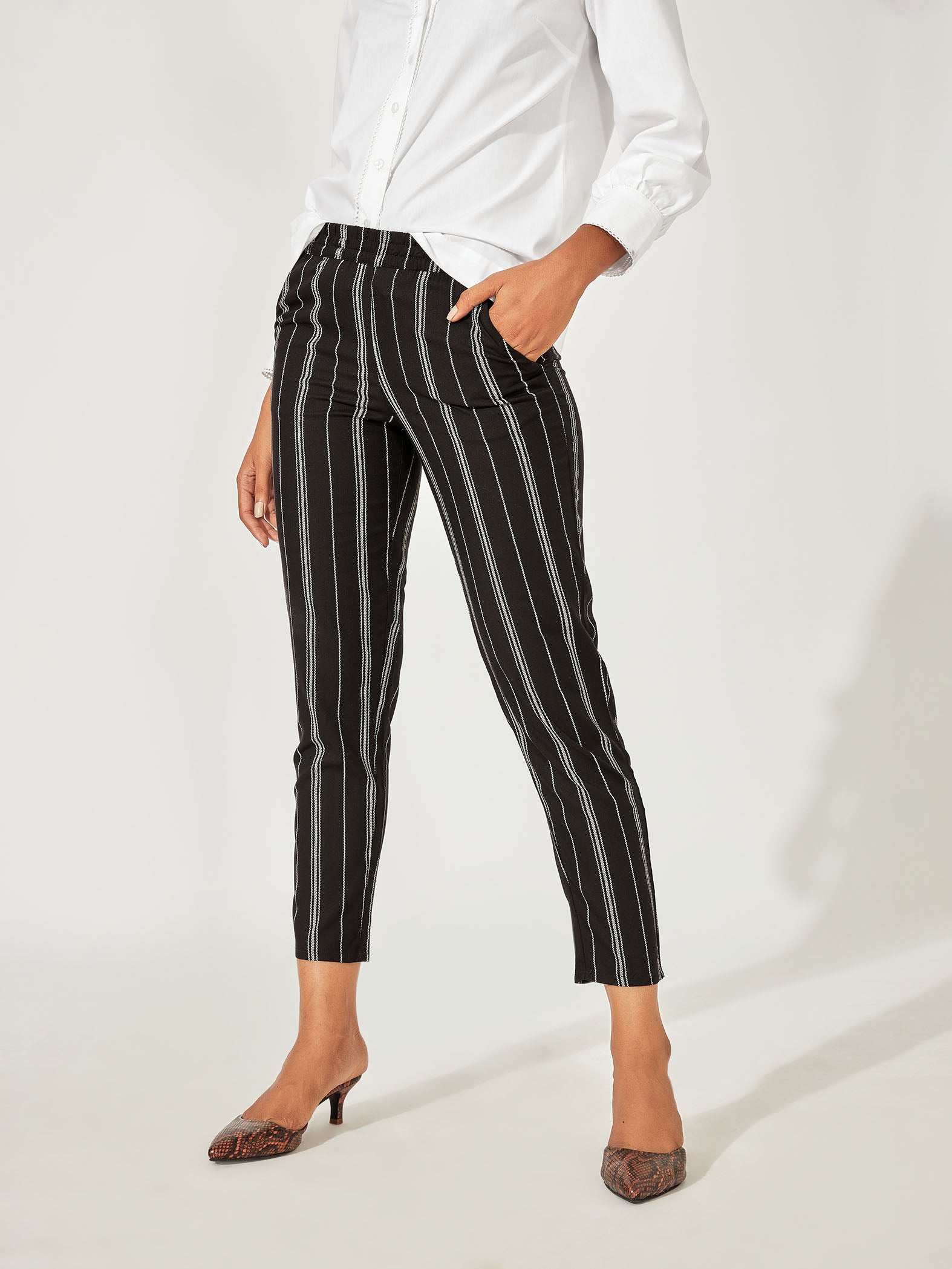 Black Stripe Tapered Pants