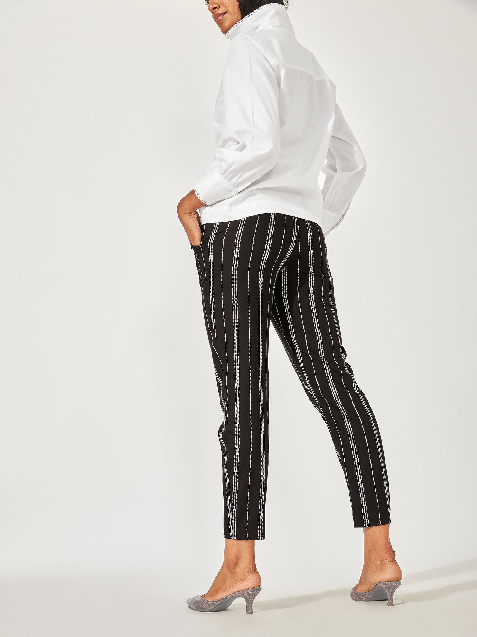 Black Stripe Tapered Pants