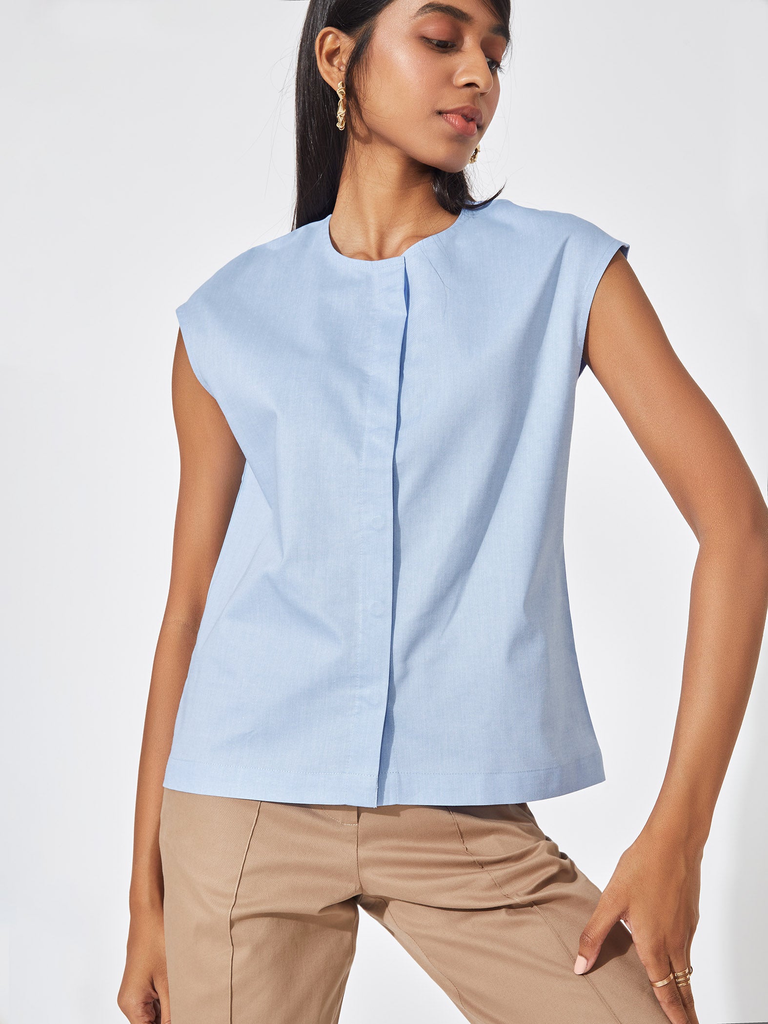 Blue Extended Sleeve Shirt