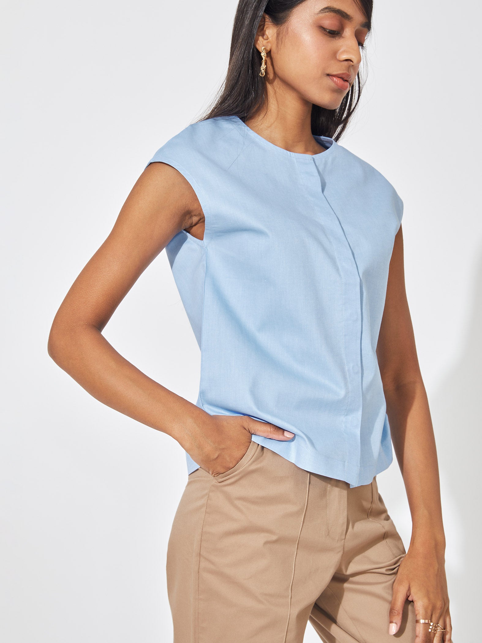 Blue Extended Sleeve Shirt