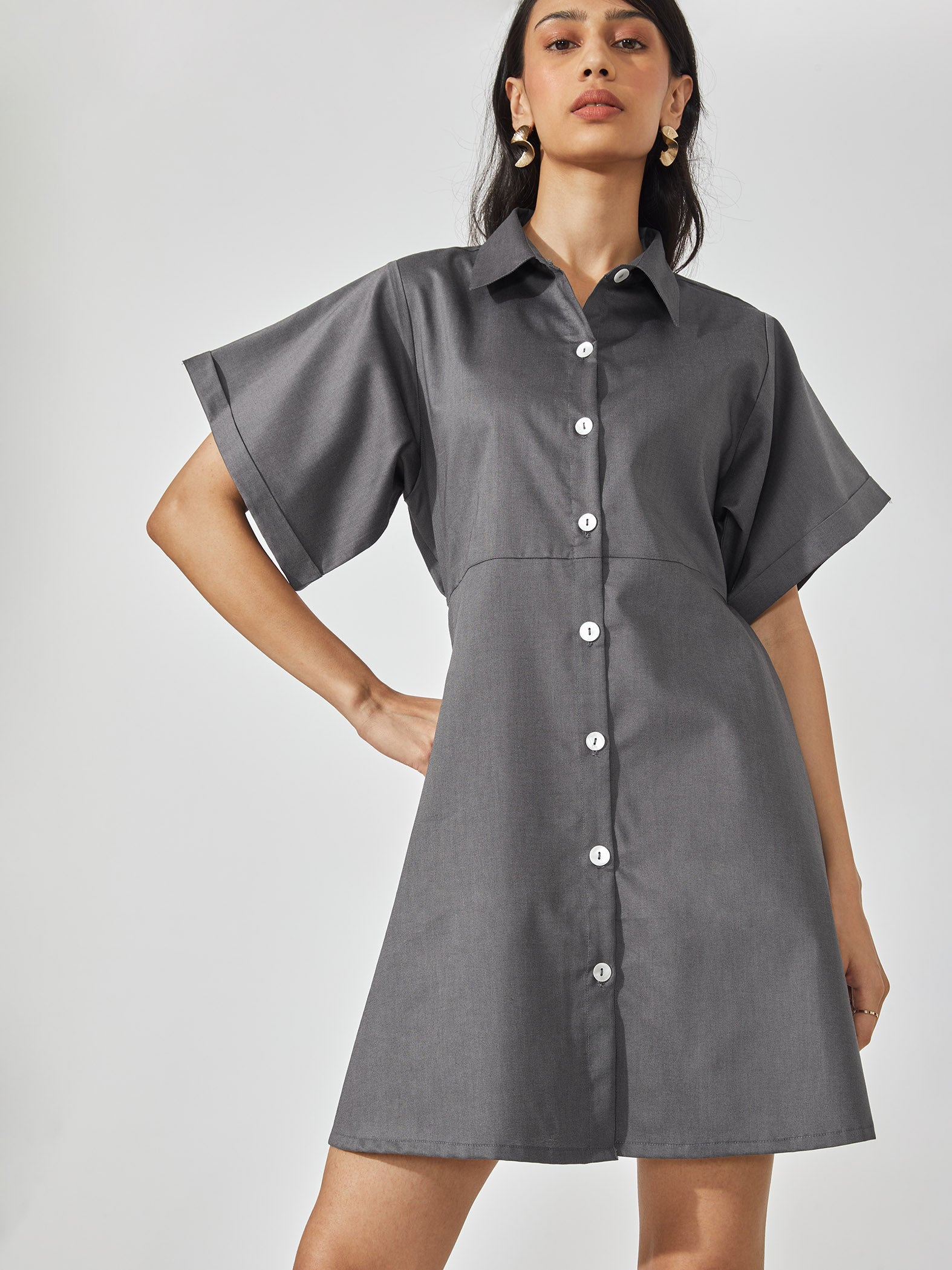 Charcoal Skater Shirt Dress