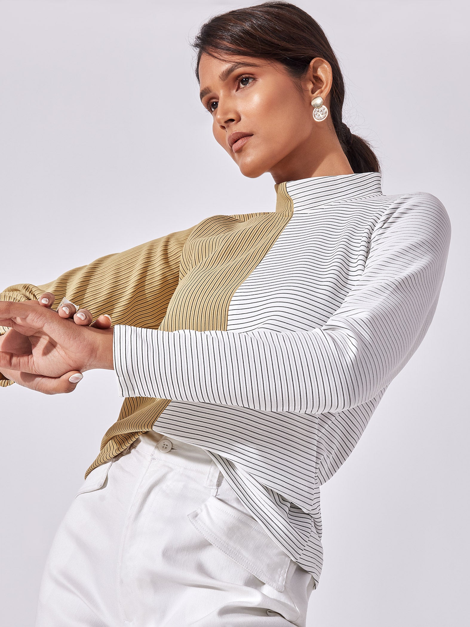 Colour Block High Neck Top