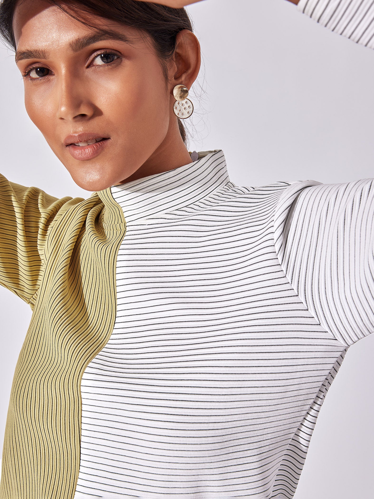 Colour Block High Neck Top