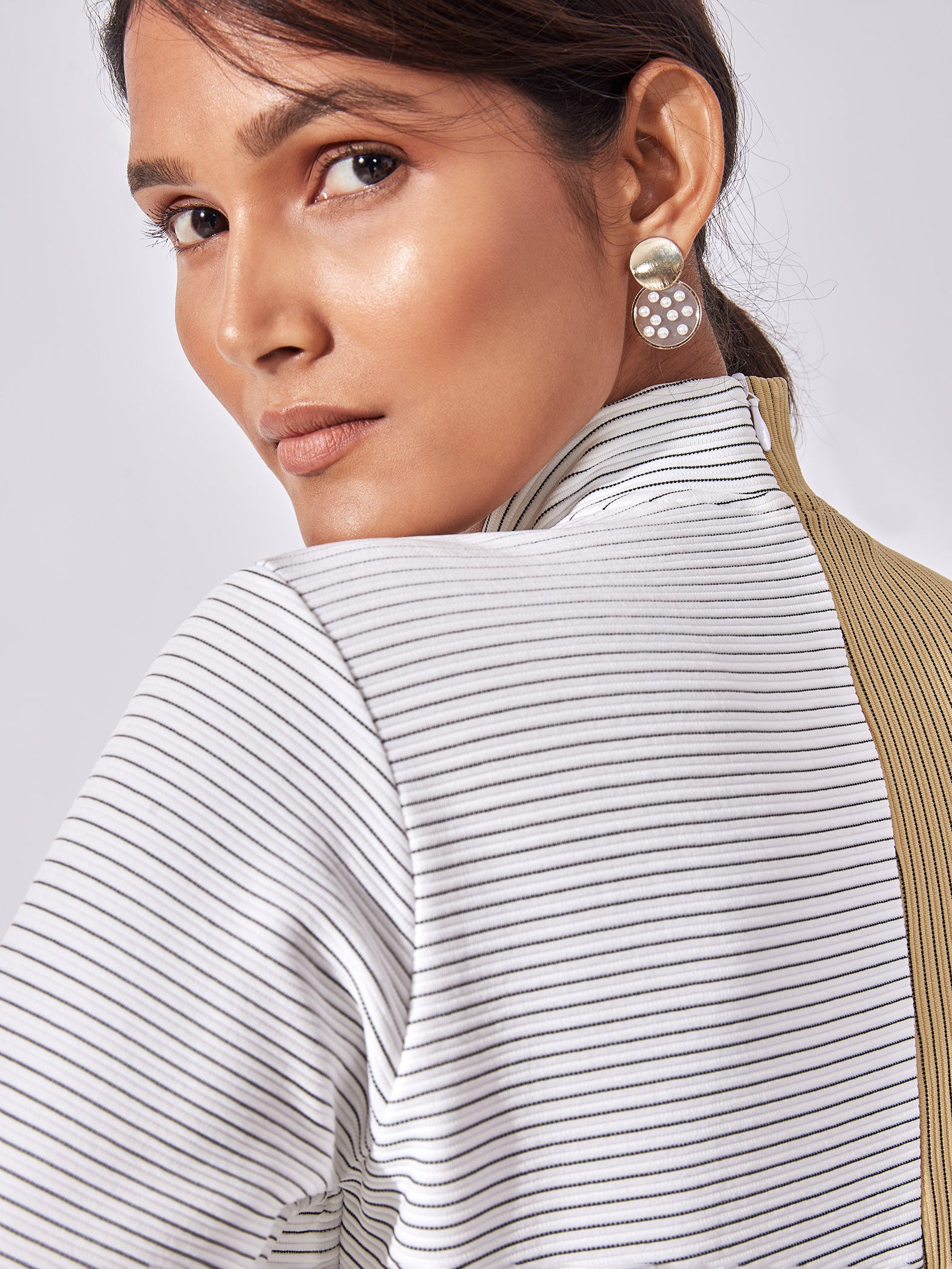 Colour Block High Neck Top