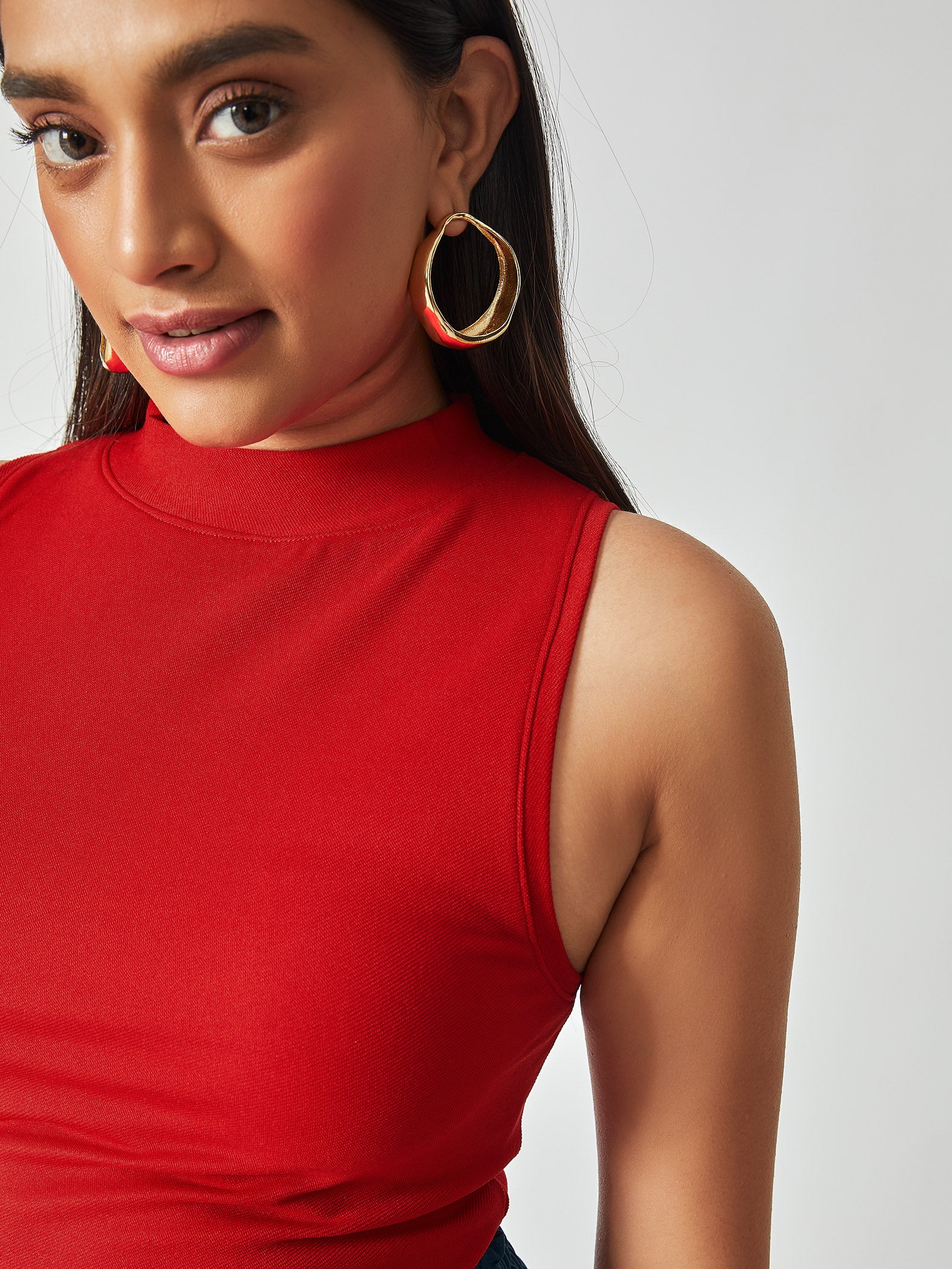 Red High Neck Tank