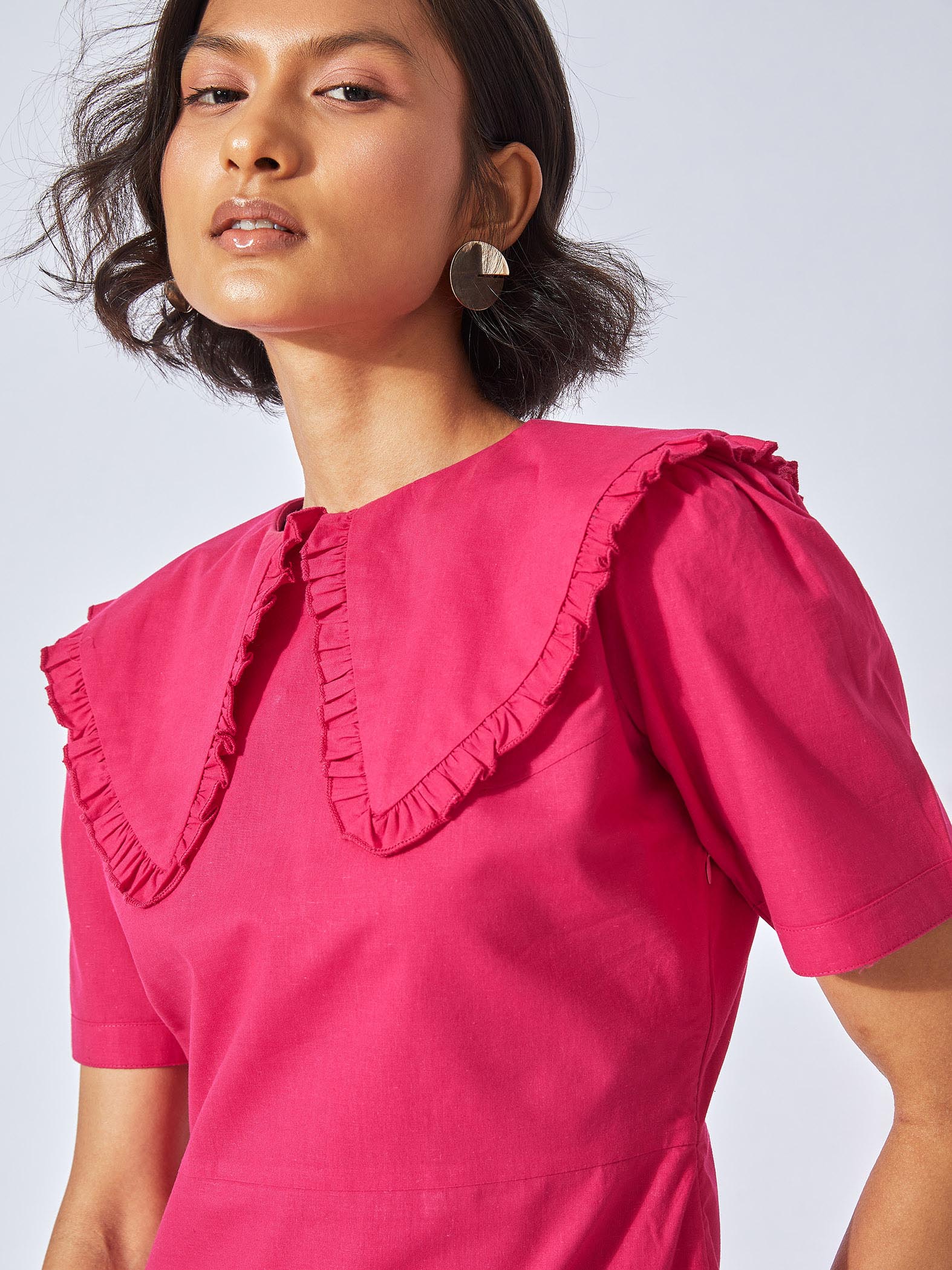 Fuchsia Peter Pan Collar Mini Dress