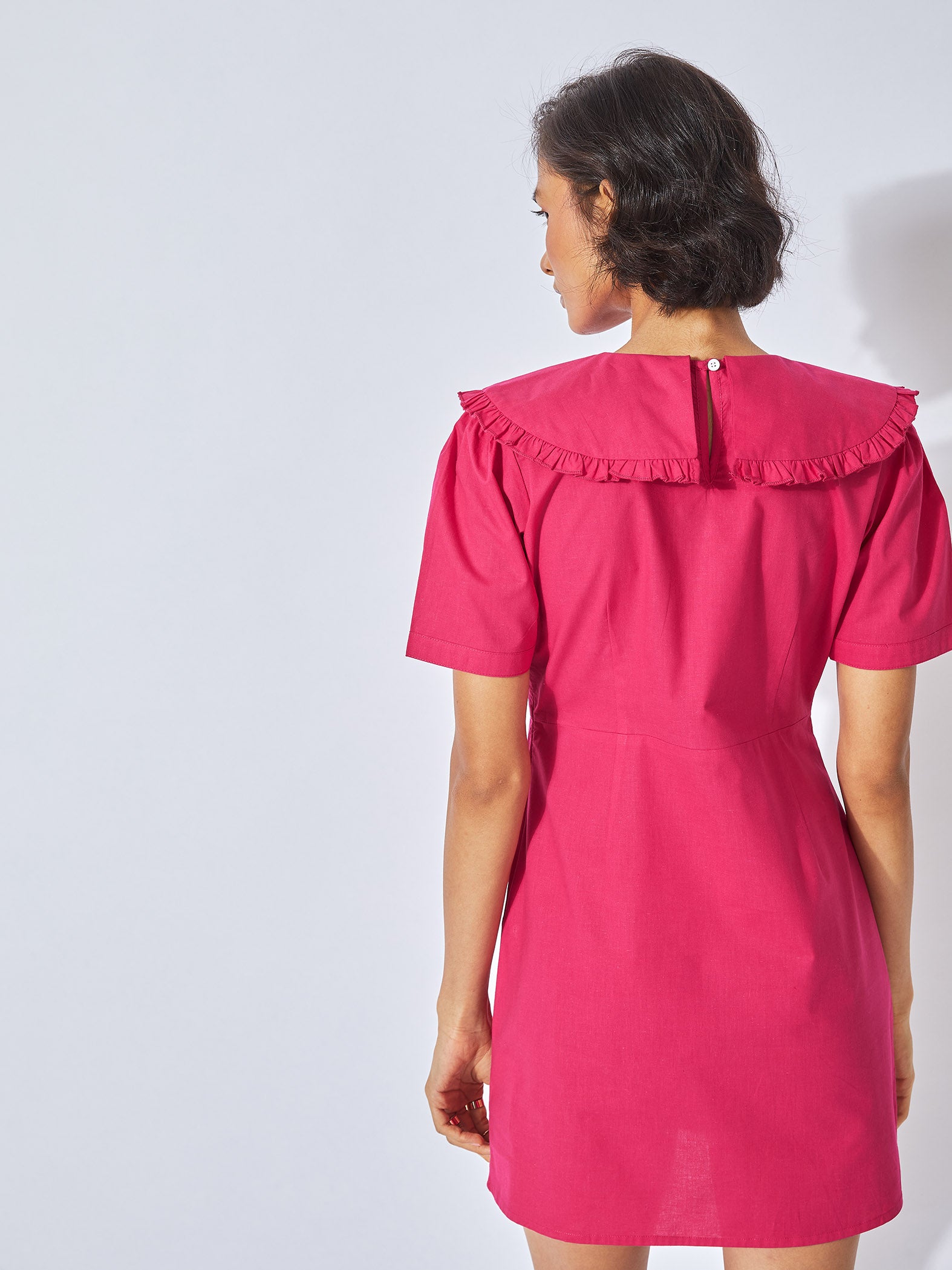 Fuchsia Peter Pan Collar Mini Dress